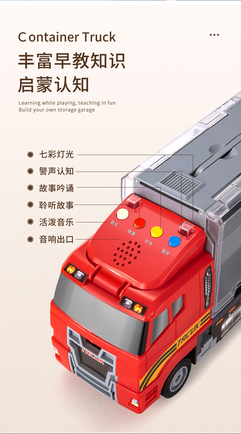 儿童玩具车模型2-3岁4宝宝仿真货柜合金小汽车男孩消防工程车套装详情4