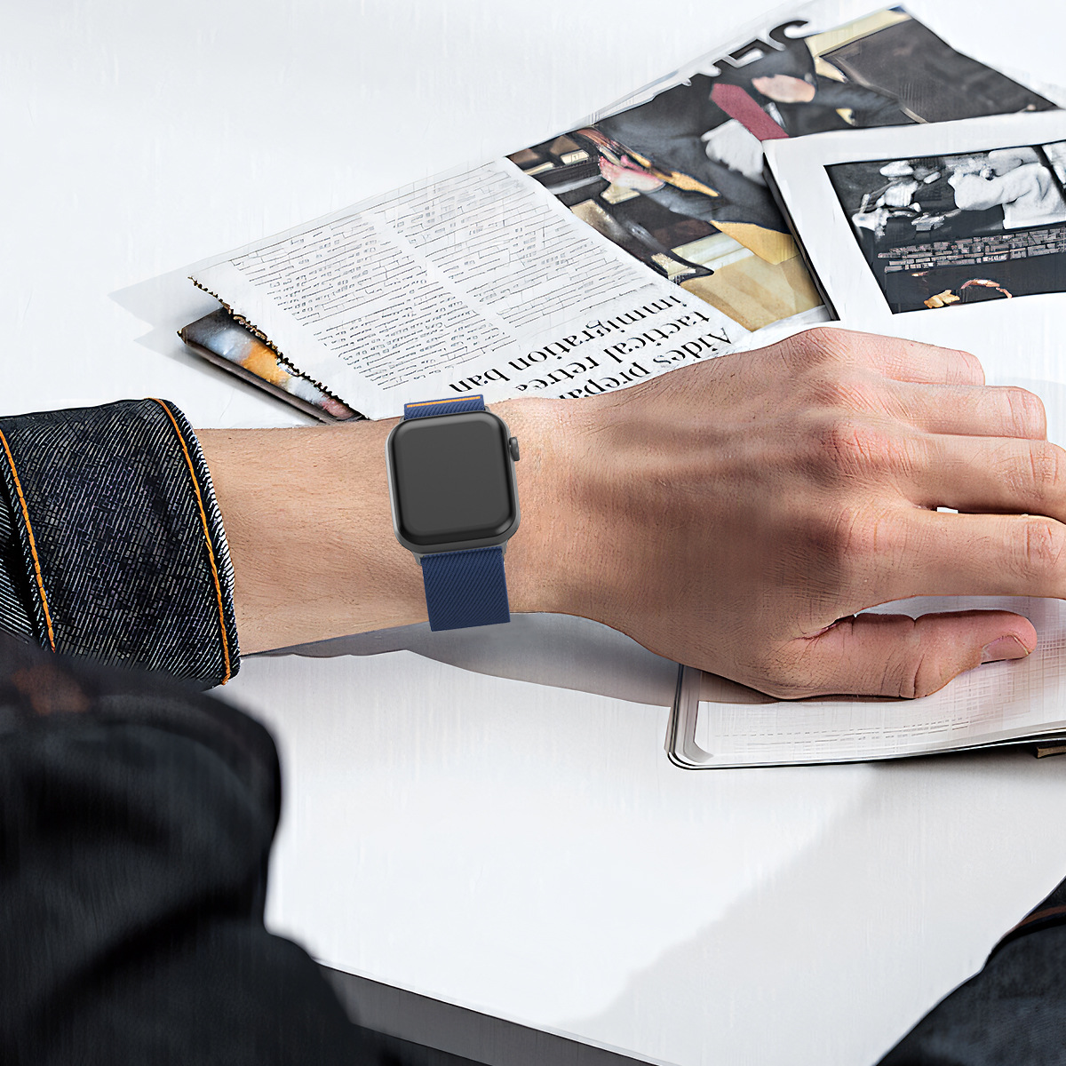 适用苹果尼龙手环苹果手表带iwatch10表带滴胶机械扣书包带车线款详情8