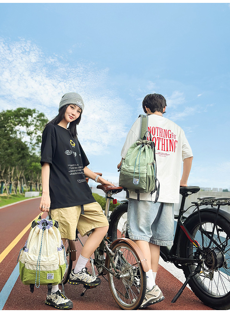 新款束口抽绳双肩包大容量休闲包户外运动登山包超轻量旅行背包详情21