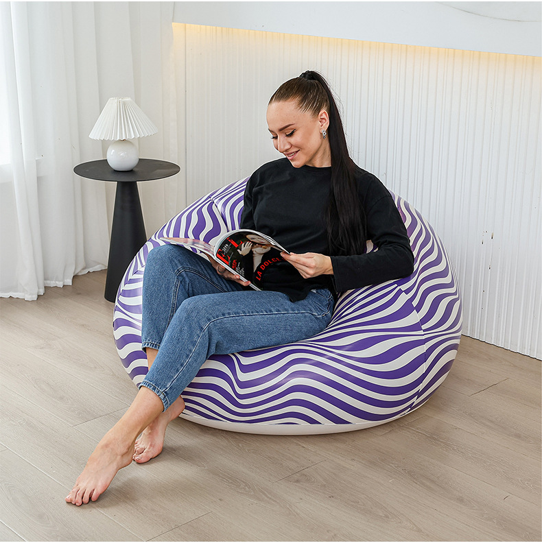 New inflatable striped spherical sofa, office nap bed, indoor lazy chair, 3D printed lounge chair, photography gift, lounge chair, single-person leisure inflatable sofa, new design, popular for taking photos, comfortable and thickened pic 13