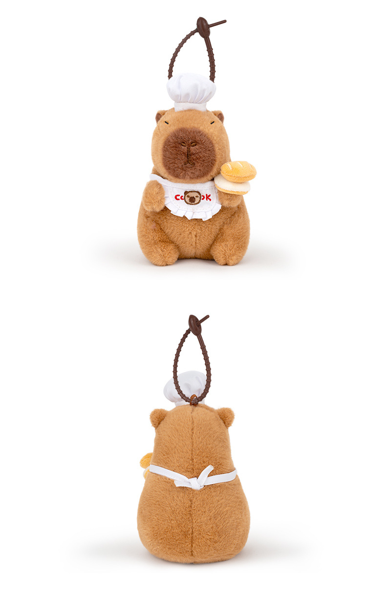 多爱新款坐姿面包大厨水豚毛绒玩具公仔可爱卡通豚鼠厨师造型批发详情10