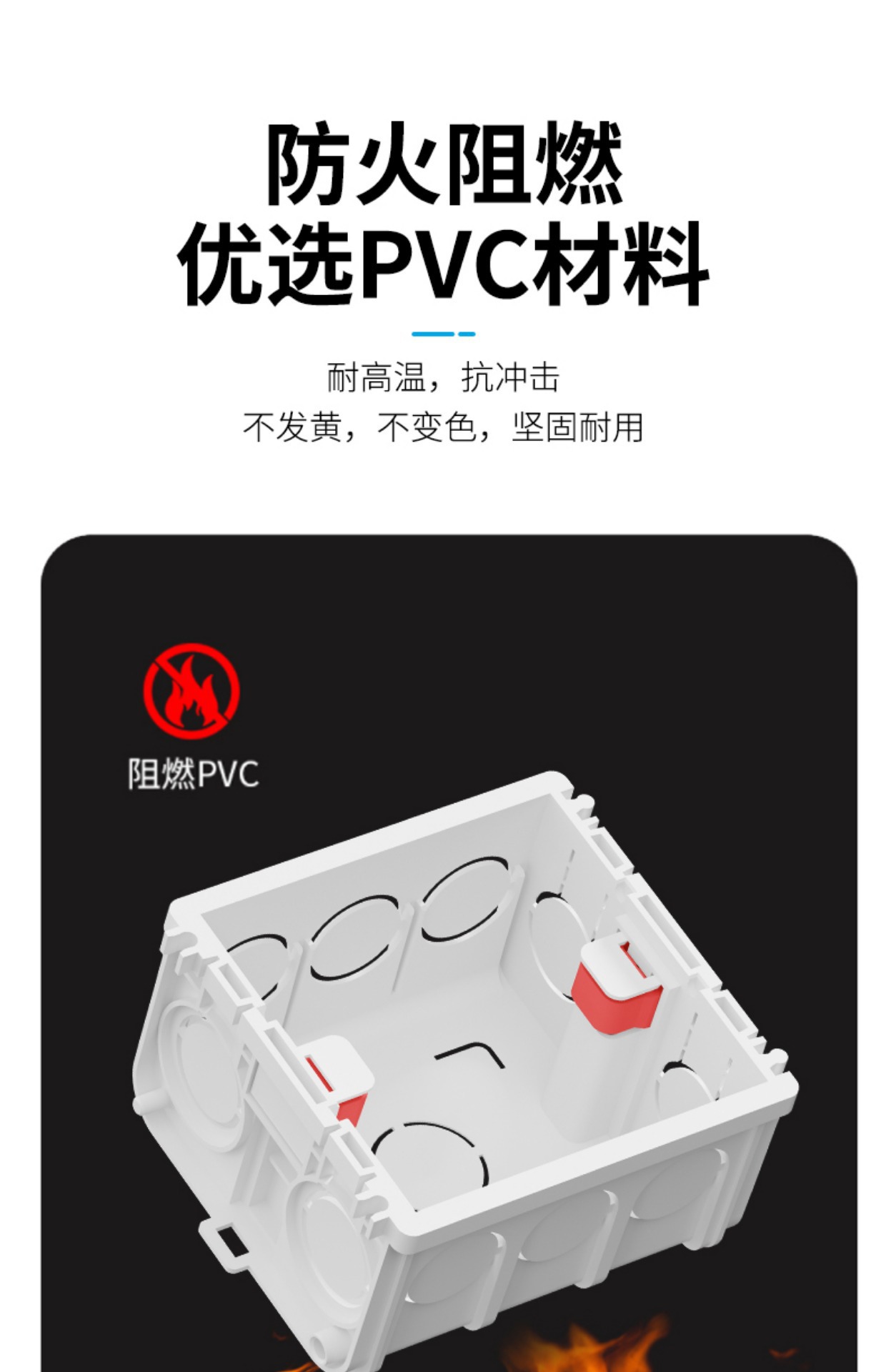 86型电线盒暗盒PVC防火阻燃预埋分线盒底盒开关插座暗装接线盒详情20