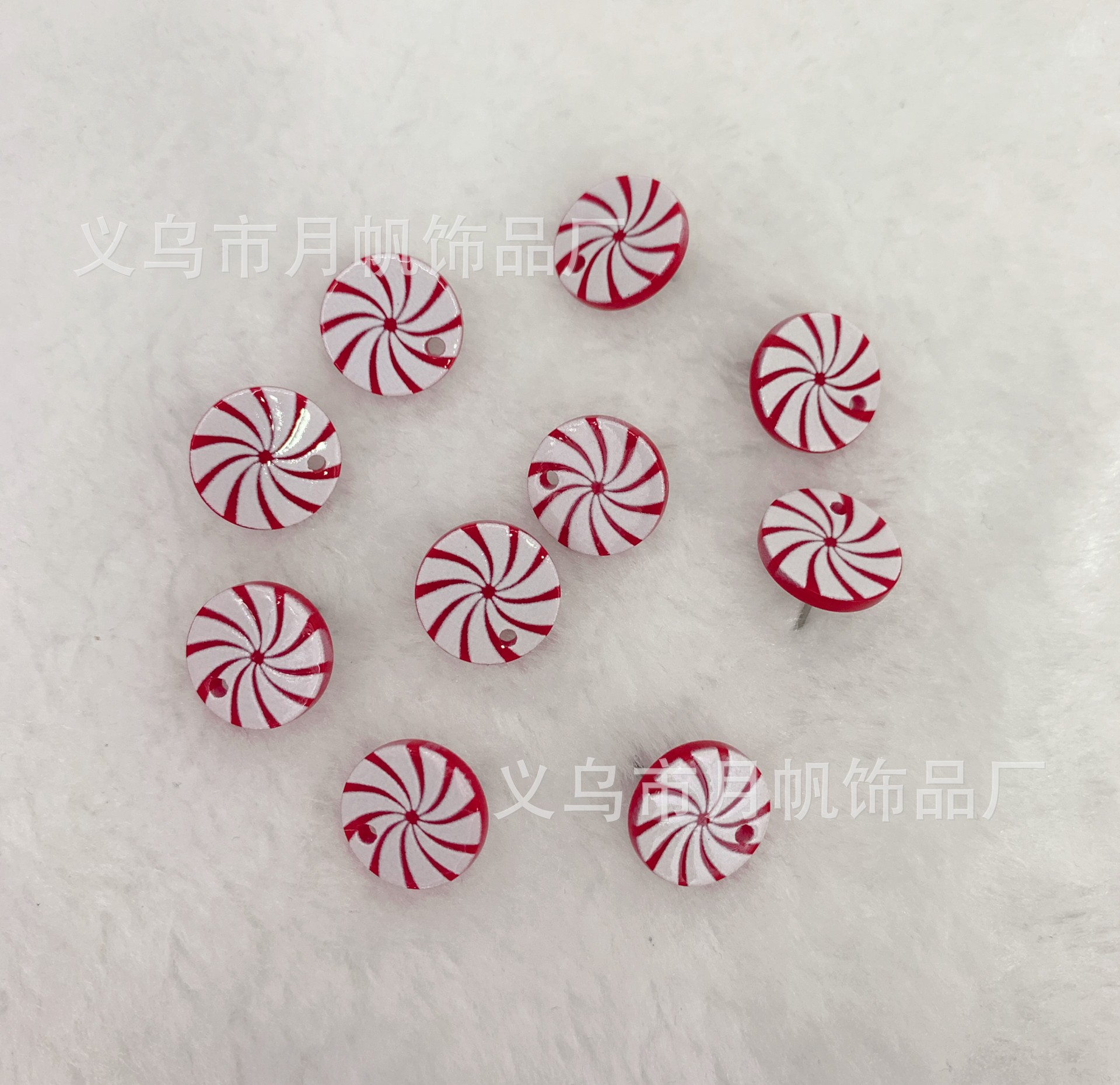 欧美跨境圣诞节红色糖果亚克力带吊坠耳钉配件圣诞派对装饰圣诞节详情2
