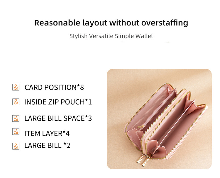 钱包女生长款新款韩版简约拼接手拿包wallet零钱包卡包女士高级感详情8