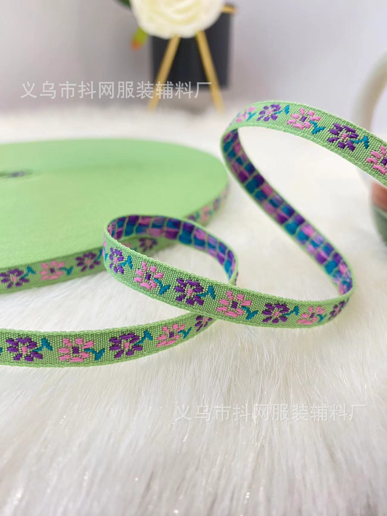 0.8cm提花刺绣手工DIY蝴蝶结织带汉服演出服装辅料礼盒包装带详情6