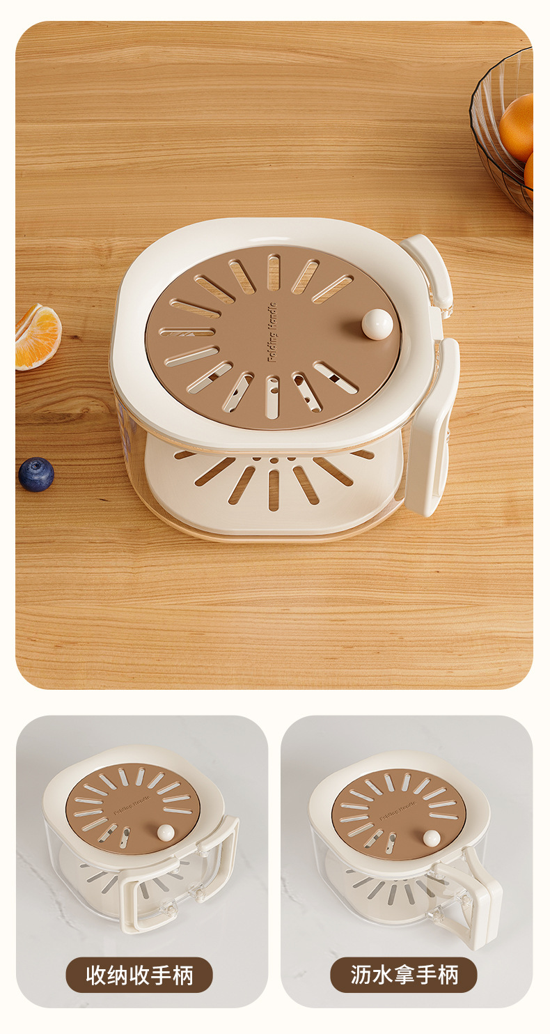 专用大沥水篮家用可爱水果篮子伸缩滤水二合一加厚脱水洗菜篮带盖详情11