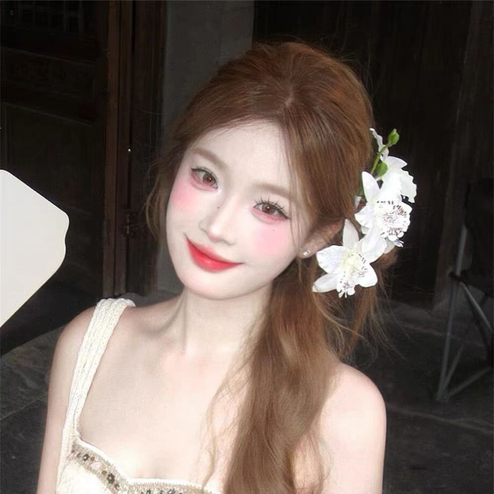 氛围感仿真蕙兰发夹女高级感蝴蝶兰发饰夹子网红旅游拍照发卡头饰详情5