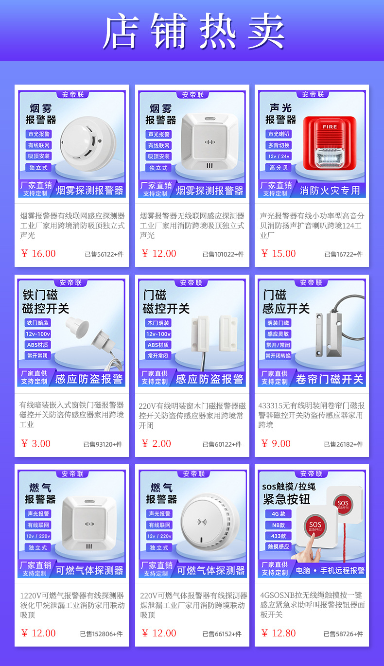小型火灾消防旋转频闪声光报警器圆形扬声器有线跨境124v高分贝详情1