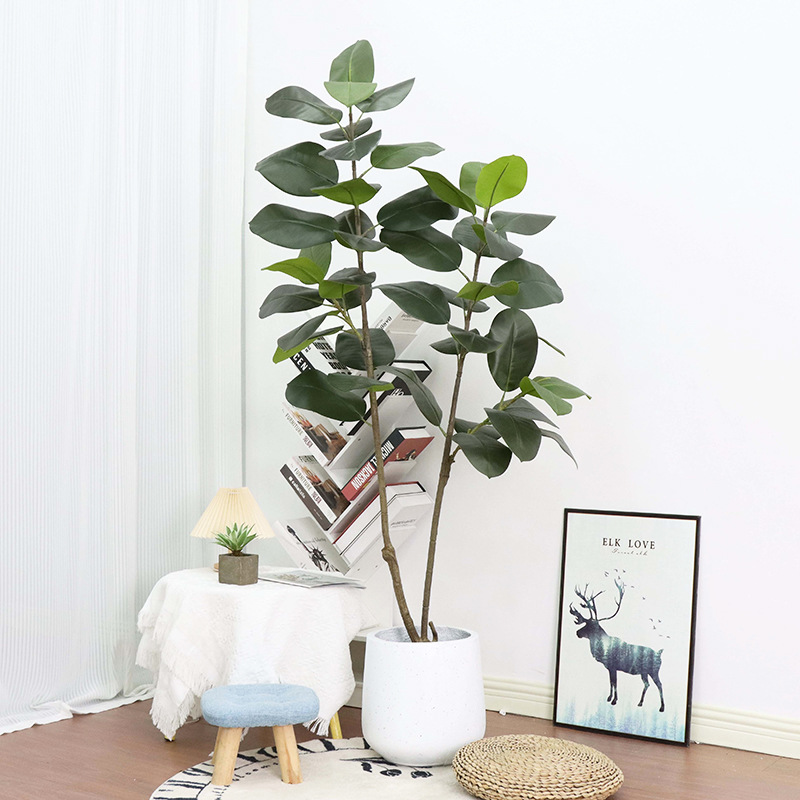 Large indoor living room floor-standing decoration, large-leaf artificial plant ornaments, bonsai, simulated green plants, rubber tree potted plants pic 4