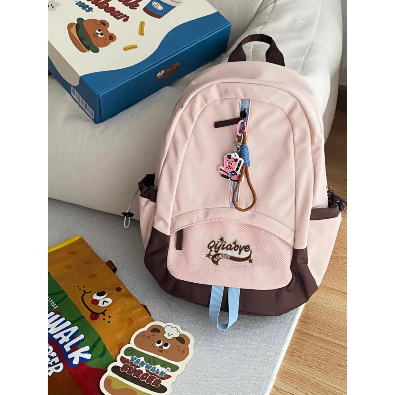 日系百搭撞色初中高中生书包休闲简约可套拉杆箱背包大容量双肩包详情14