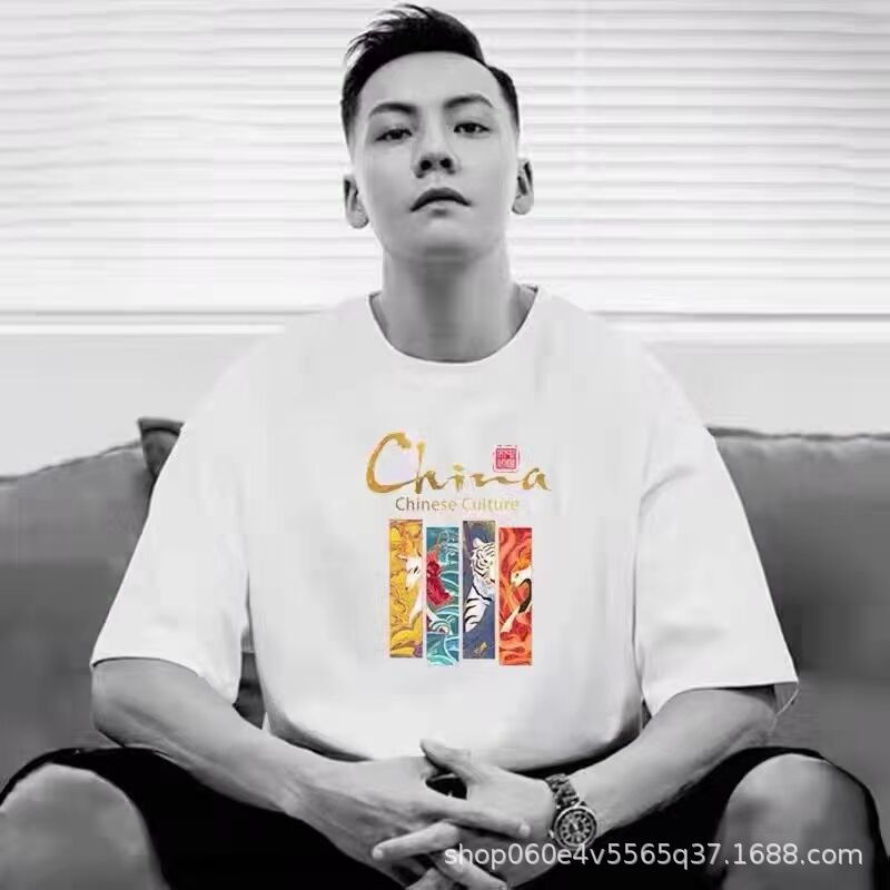 Wholesale of 2025 new summer pure cotton round-neck half-sleeved T-shirts for both men and women, loose short sleeves pic 6