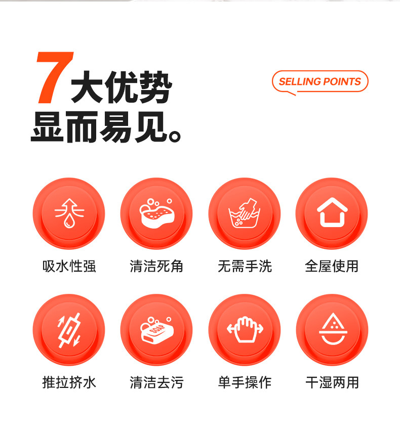 This desktop lazy mop comes with a built-in water-scraping, hand-held, water-absorbing sponge, and is a foldable rubber cotton mop for the bathroom pic 2