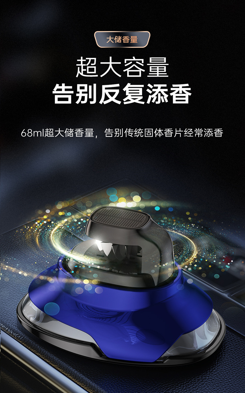 汽车香水太阳能车载香水自动旋转座式摆件持久淡香车上用香薰详情4