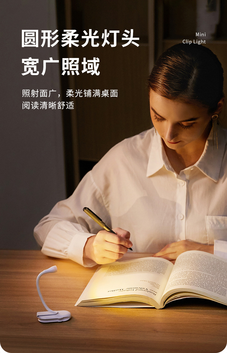 New cross-border mini desk lamp with usb charging, portable stand and clip for dual use, LED night light for reading, creative gift pic 3