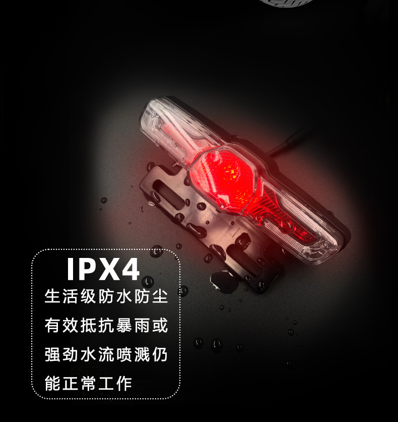 定制通用锂电自行车尾灯36V48V哈雷电动车自闪三合一led夜行警示详情10