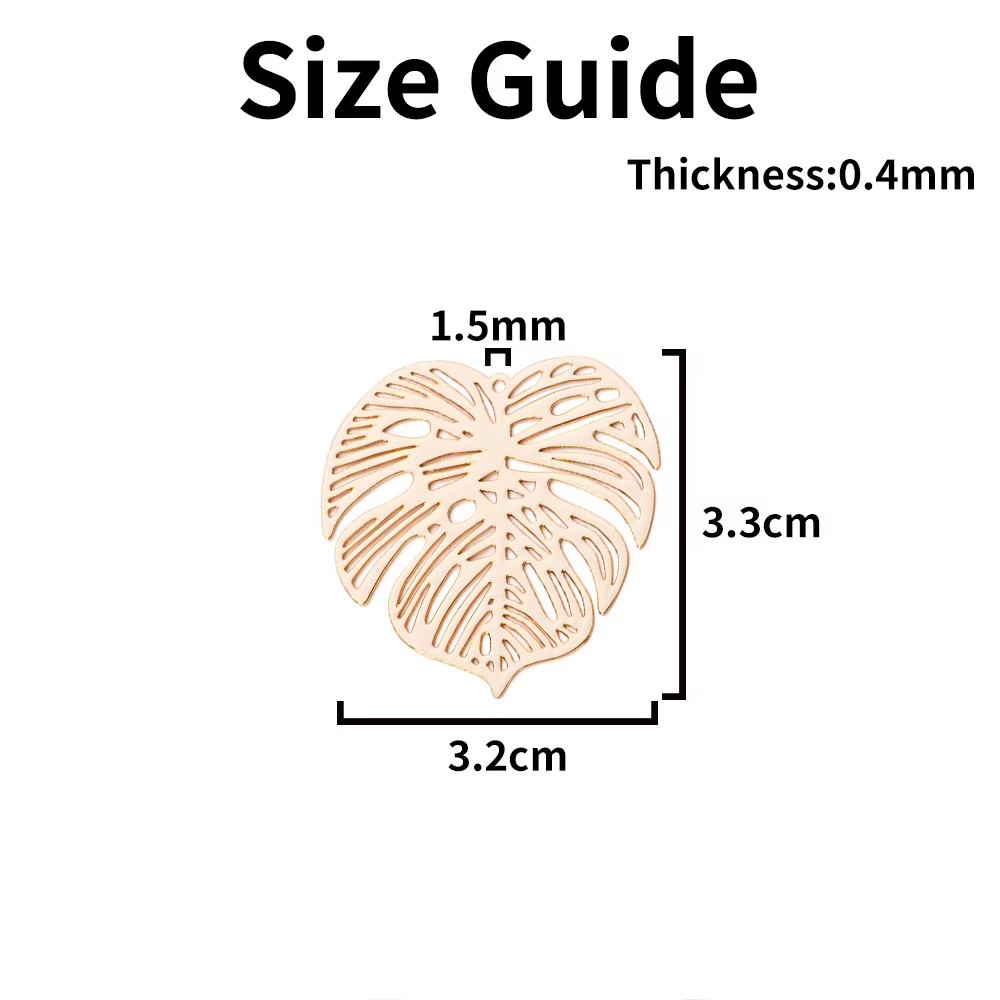 33*32mm bracelet, earrings, necklace accessories, DIY European and American cross-border popular leaf accessories, hollow pendant jewelry pic 5