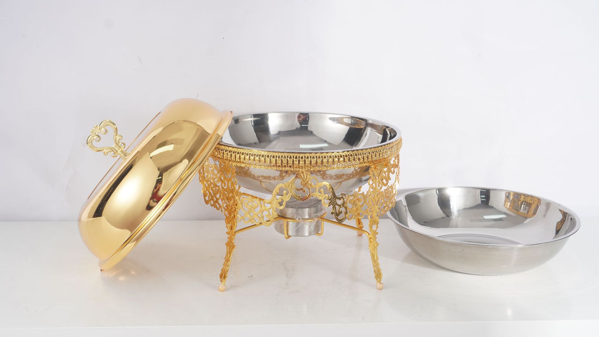 Cross-border stainless steel alcohol stove, hotel buffet stove, luxurious golden insulated stove, Chafing Dish pic 9