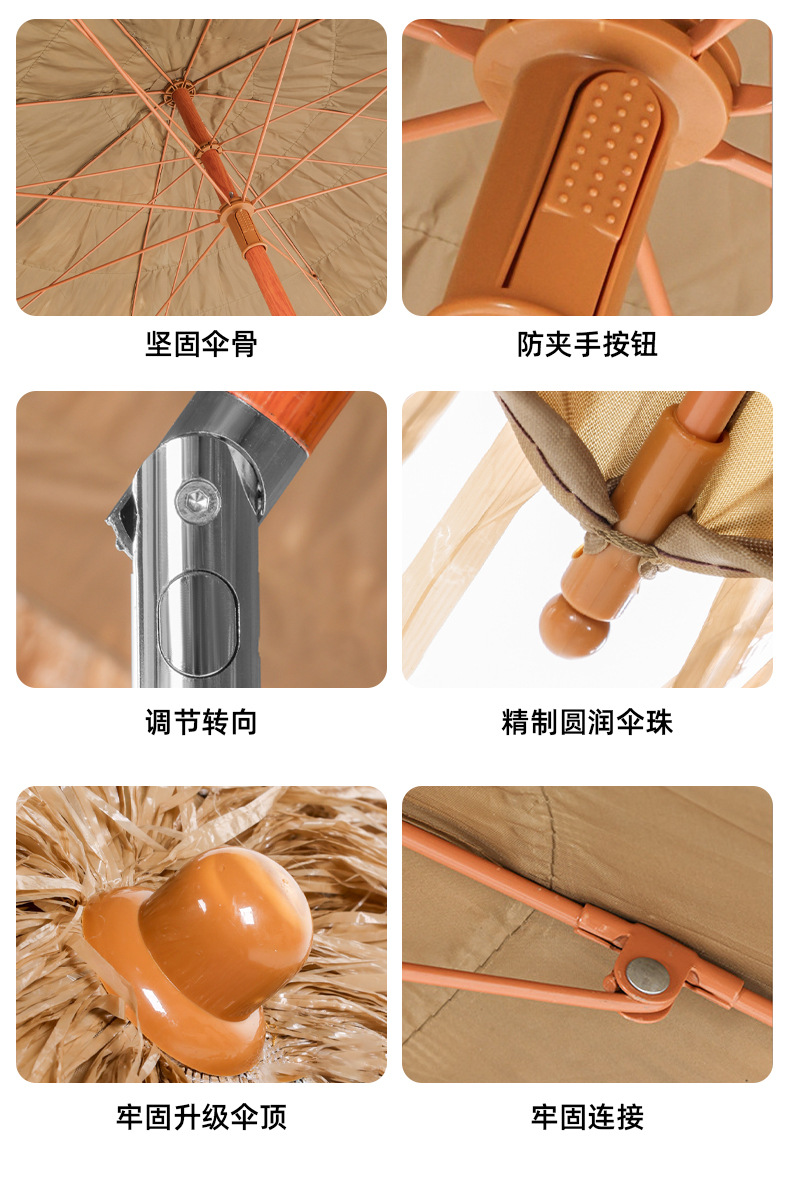 户外遮太阳稻草伞仿真稻草防晒沙滩伞 庭院农家乐景区花园茅草伞详情8