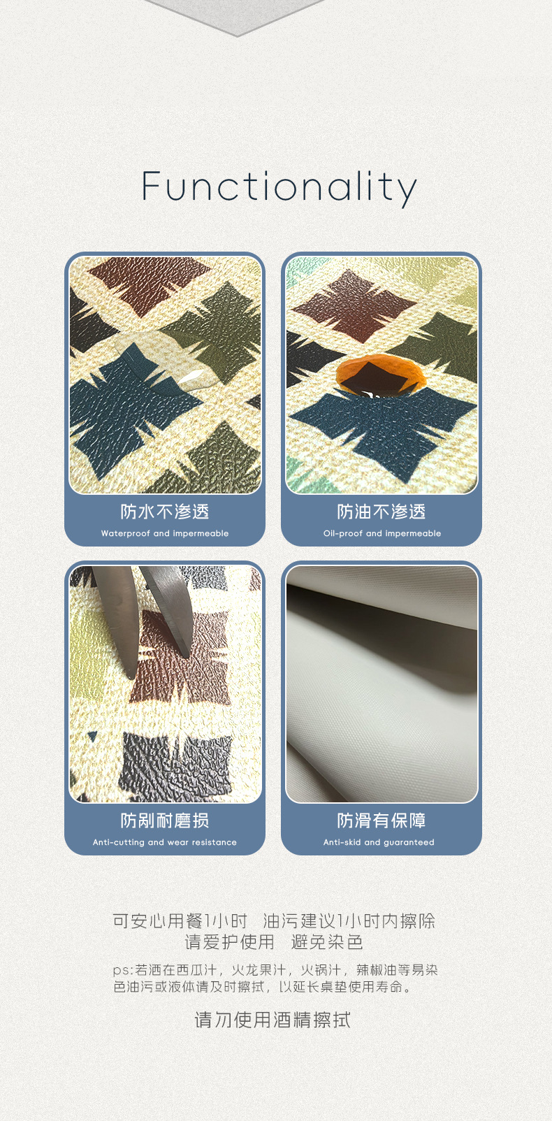 美式高级感皮革餐垫防水防油免洗隔热垫餐桌茶几盘垫杯碗耐脏垫子详情4