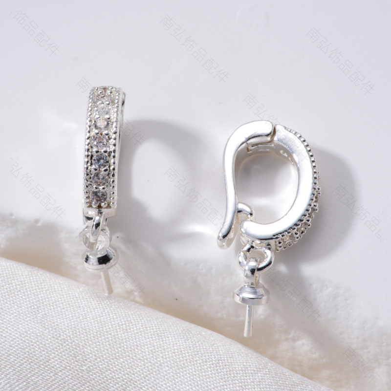 18K gold-plated color-preserving pearl necklace pendant buckle, micro-inlaid universal buckle strap, sheep eye needle empty stand accessory diy accessory pic 30