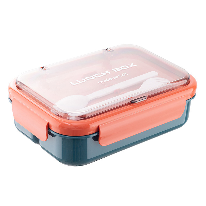 Large-capacity food-grade plastic office worker compartment-sealed lunch box, microwave-heated student lunch box with tableware pic 5