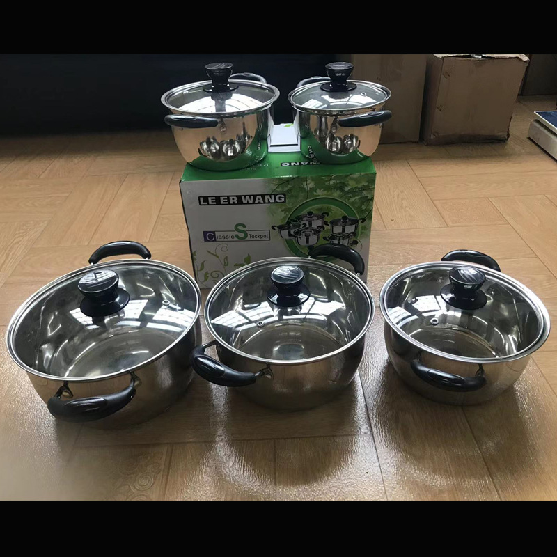 潮州互发外贸不锈钢套锅带盖奶锅汤锅燃气炉通用锅具炊具套装详情6