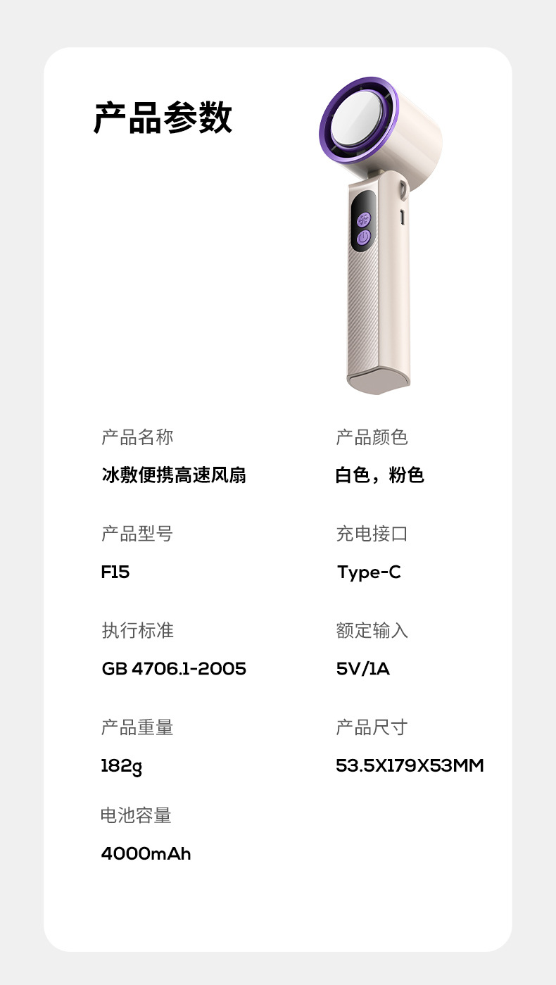 New high-speed handheld ice pack mini fan, usb mini portable desktop turbo, ultra-long battery life, digital display electric fan pic 12