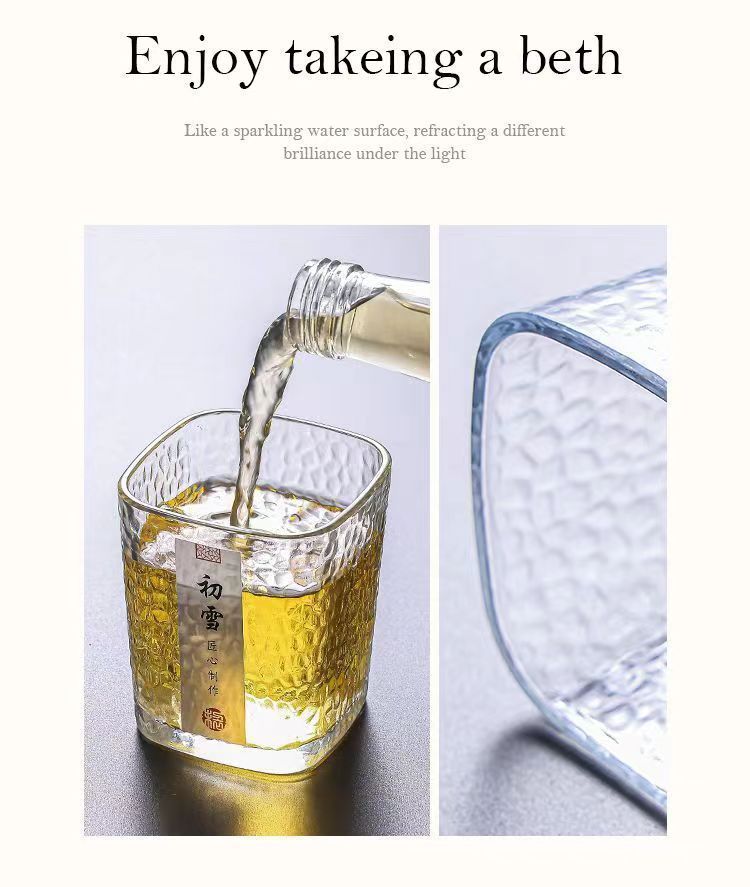 Chuxue hammer-patterned glass cups, ins high appearance level Japanese hammer-patterned glass water cups, simple and thickened wine cups wholesale pic 5