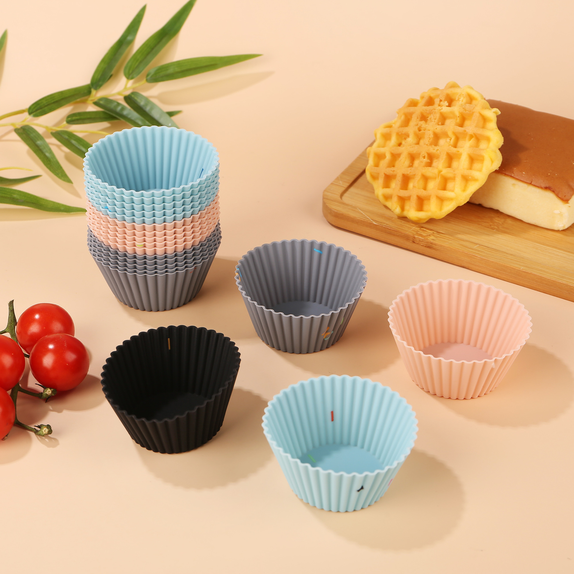食品级加厚硅胶马芬杯烘焙硅胶模具圆形星形心形正方形玫瑰蛋糕杯详情5