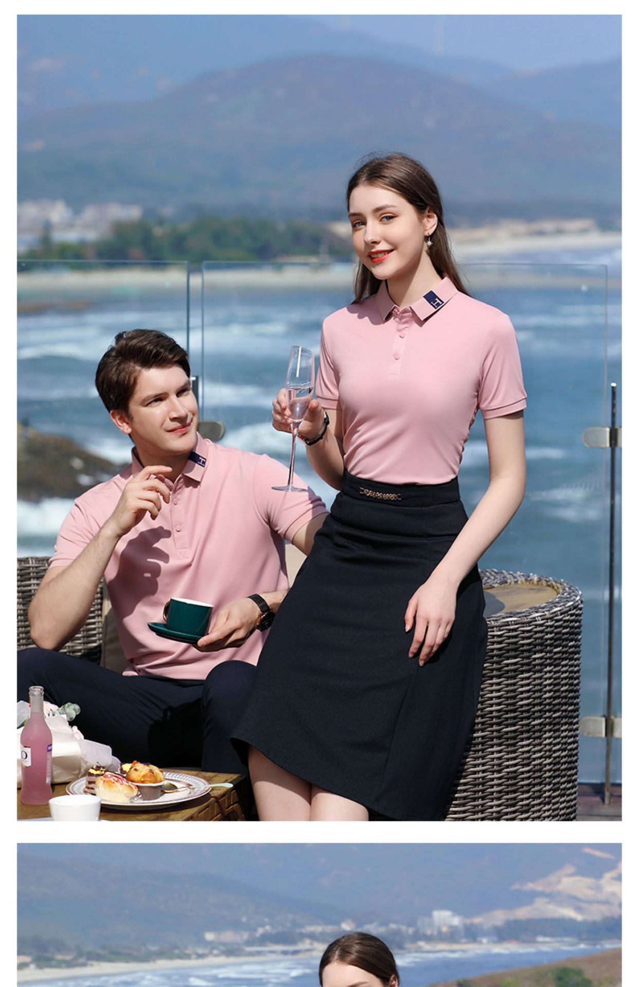 夏季工作服t恤短袖翻领企业厂服饭店餐饮服务员半袖工衣印字详情14