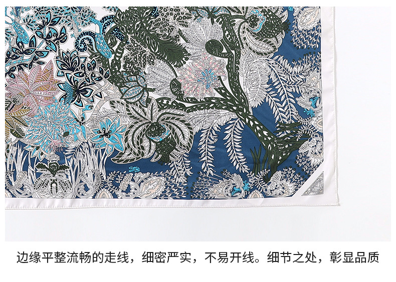 2025夏新款印花大方巾丝巾批发法式复古仿真丝领巾女神节90方巾女详情12