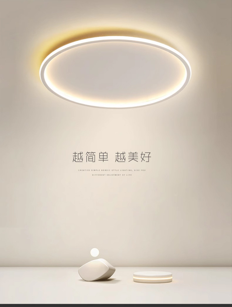 新款纤薄LED吸顶灯 创意超亮现代简约卧室灯圆形儿童房书房照明灯详情7