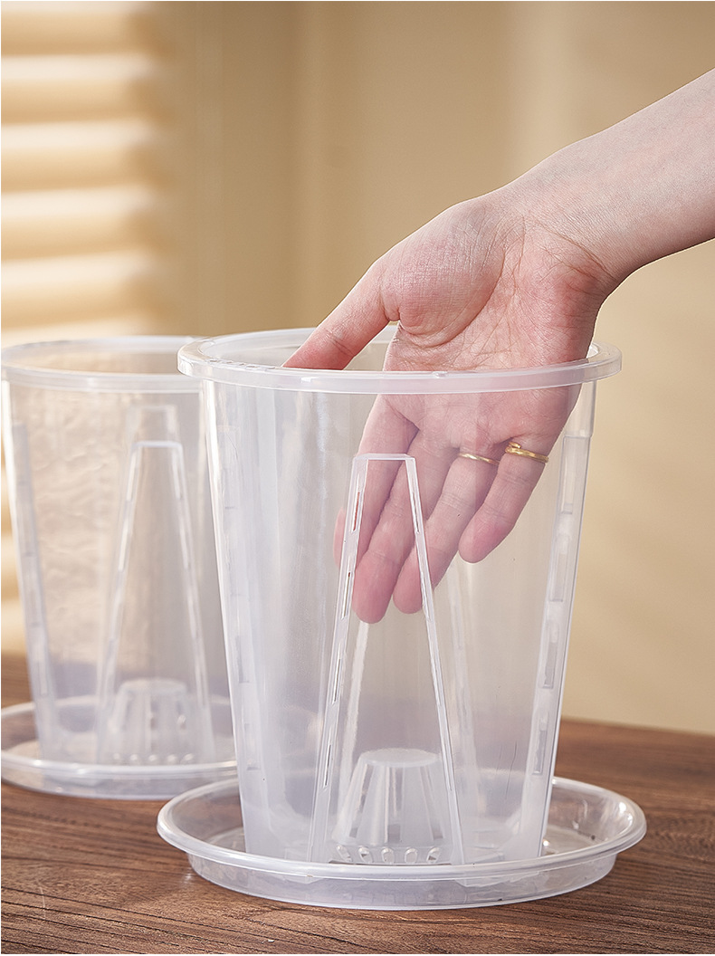 新款蝴蝶兰花盆控根盆透明青山盆文心兰盆透明塑料透气花盆兰花盆详情13