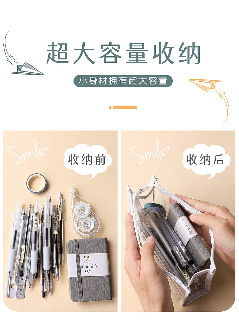 透明笔袋女生简约大容量高考考试专用考研文具袋学生中考高考笔袋详情6