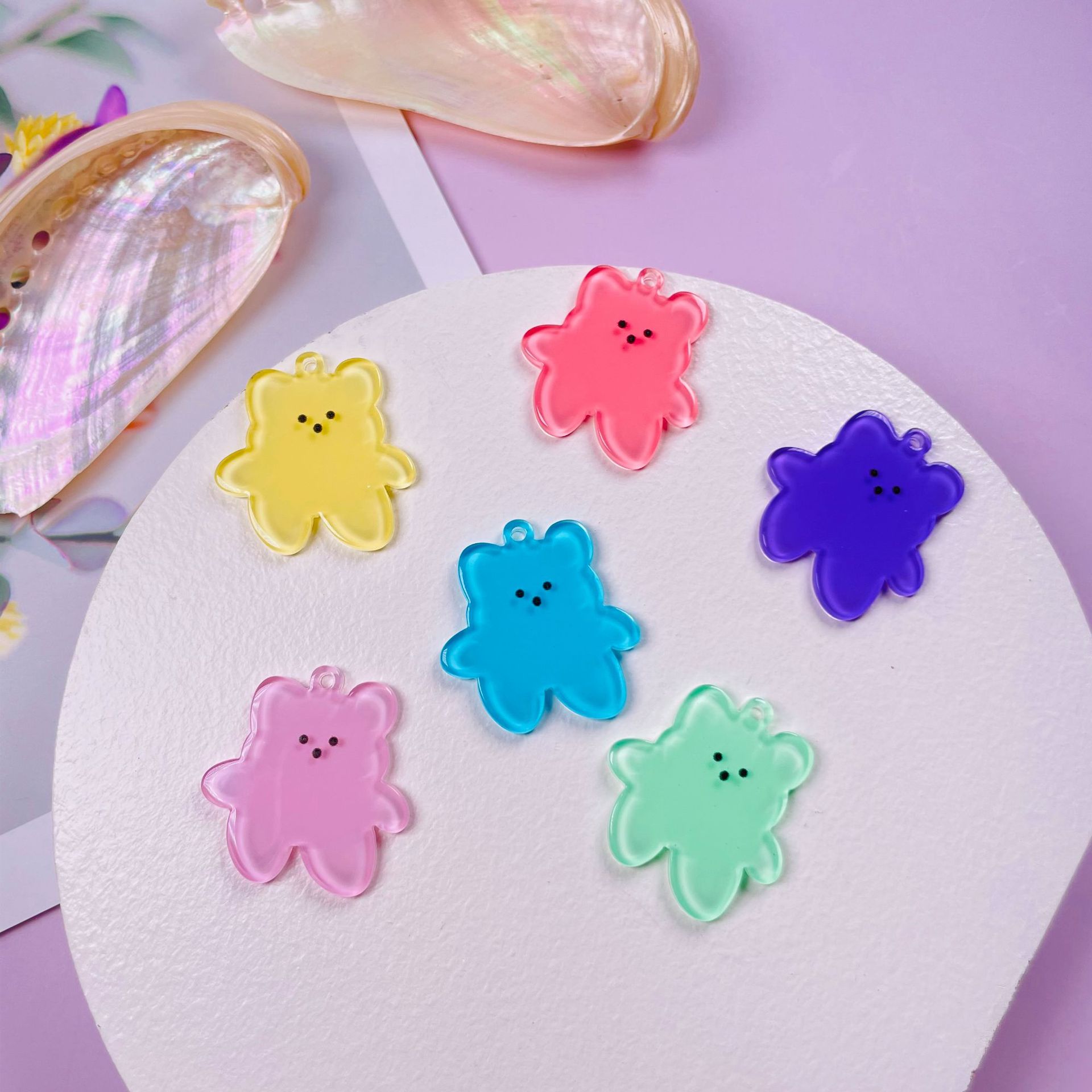 DIY acrylic accessories, phone cases, keychains, pendants with holes, bright pink, double-sided transparent bear pendants pic 8