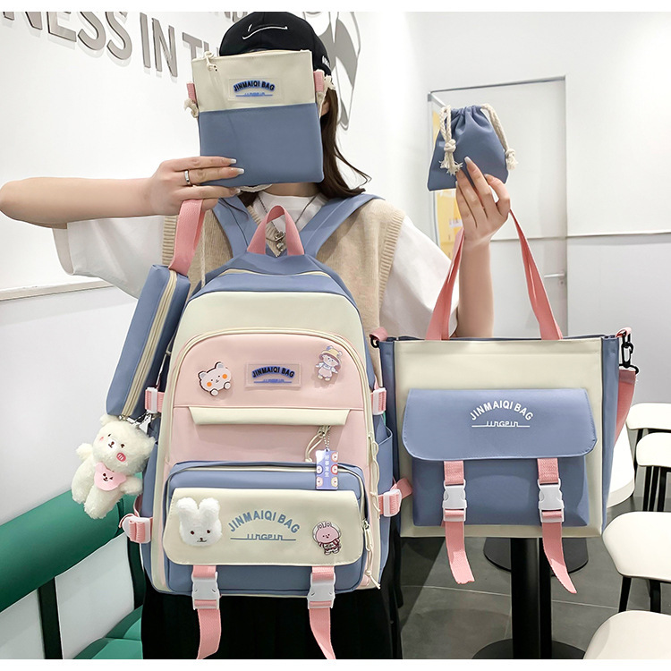 可爱书包双肩包女生ins五件套背包女日系甜美女生补课校园双肩包详情12