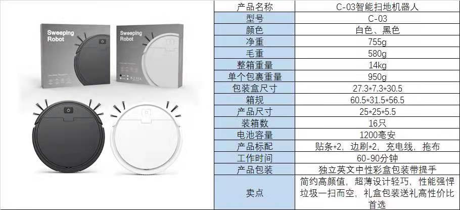 跨境扫地机器人 商用无线智能清洁机 三合一吸尘器小礼品家电批发详情4