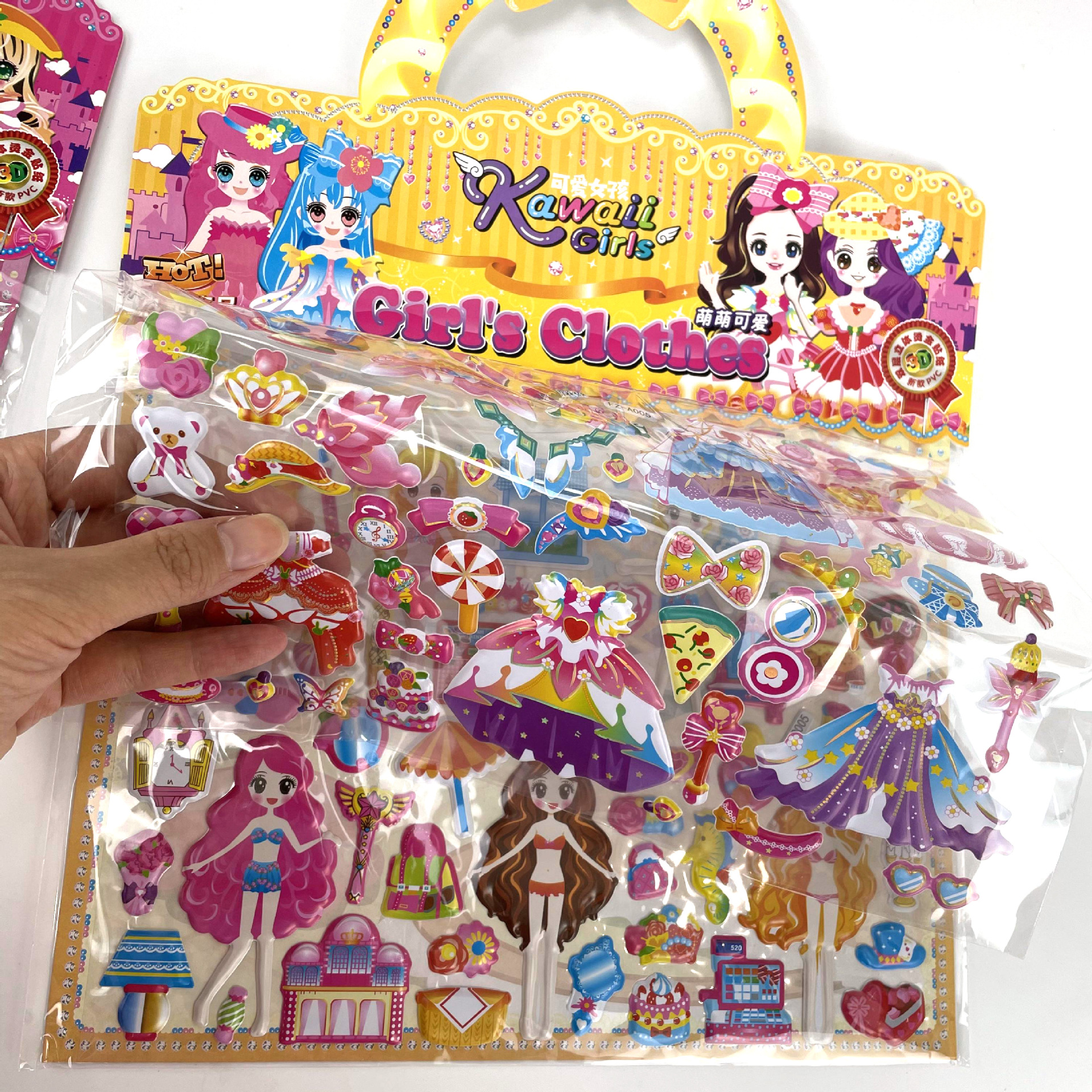 双层3D立体儿童卡通泡泡贴纸换装早教DIY女孩粘贴画烫金立体贴纸详情11