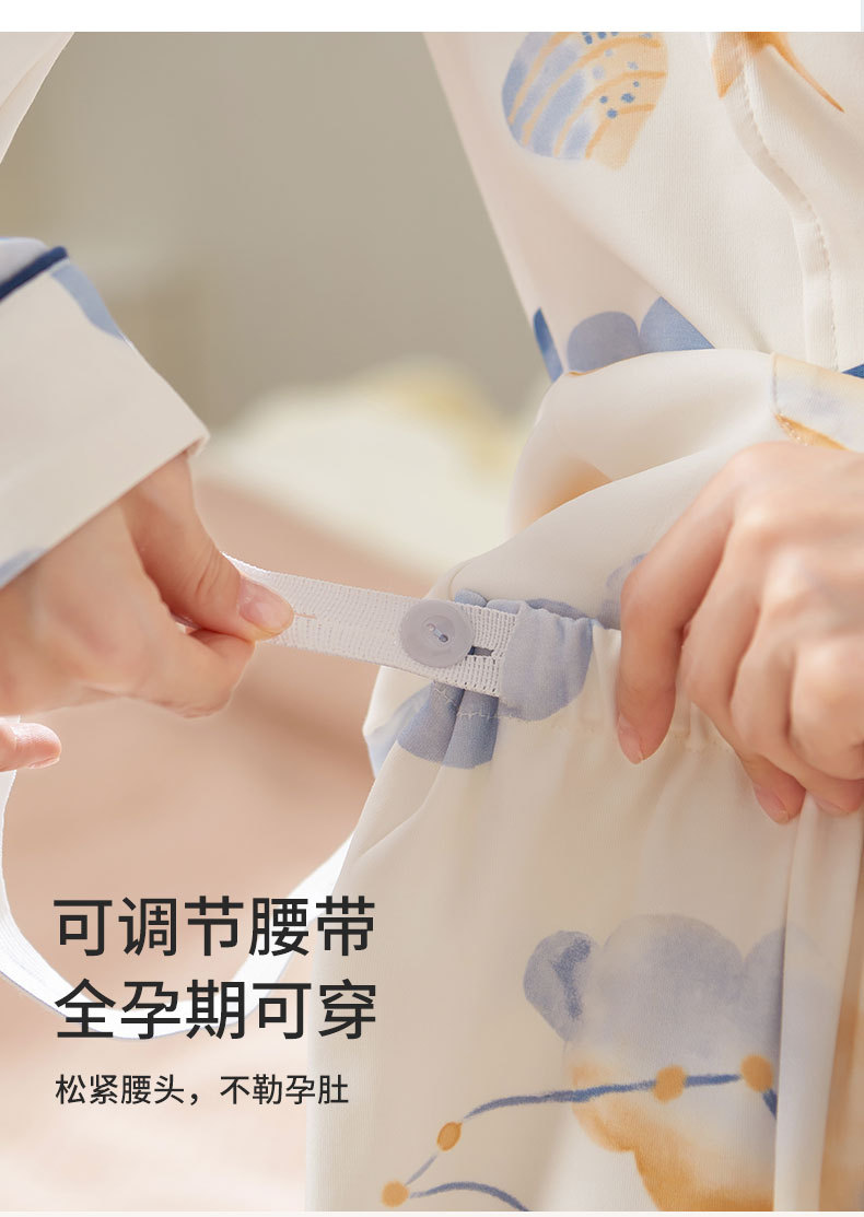 喜月批发A类月子服纯棉夏季薄款 孕期产后哺乳喂奶吸汗孕妇睡衣女详情9