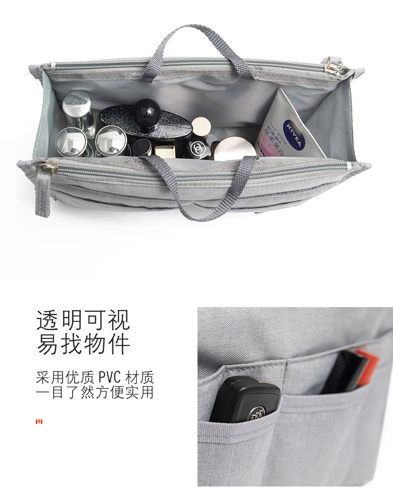 化妆包大容量ins风高颜值时尚内胆包双拉链手提整理收纳袋包中包详情4