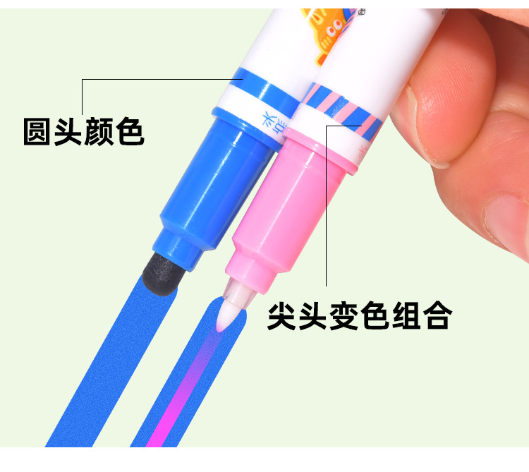 Factory direct supply of Weiya Hui Polka Dot color-changing Highlighter 028 double-headed color-changing Highlighter Duck Painting Highlighter wholesale pic 7