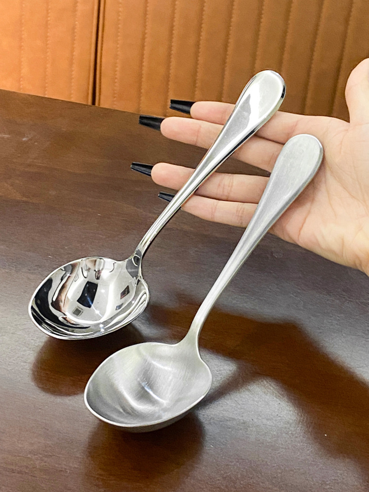 跨境304不锈钢勺子酒店自助加厚蛋形壳喝粥勺家用加厚加深公用勺详情21