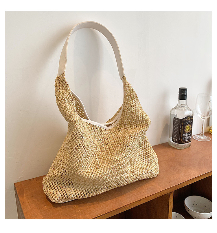 新款ins复古草编托特包单肩大包包女士休闲大容量夏天度假沙滩包详情21
