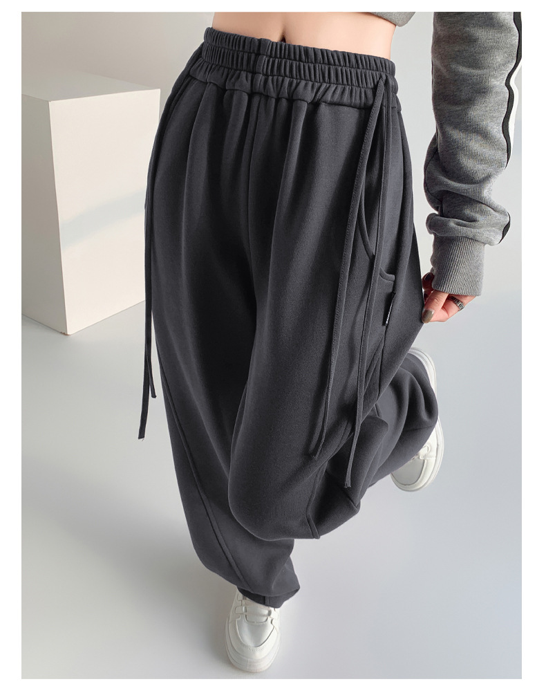 Fleece warm wide-leg pants, loose and high-waisted, slimming winter new style pic 65