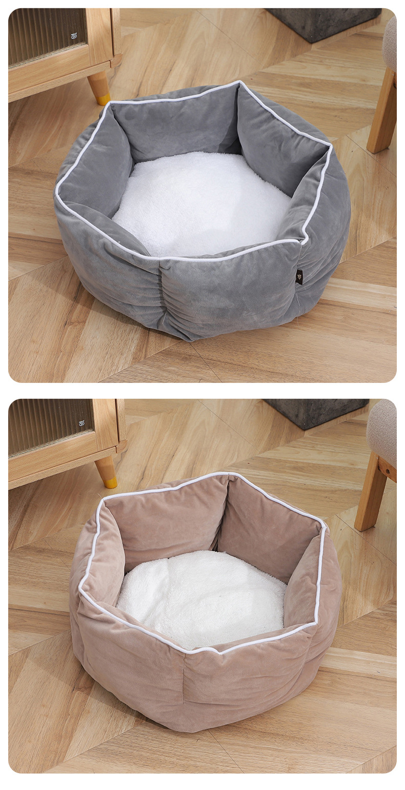 Winter fleece thickened pet sleeping bed, pet thickened Dutch fleece round bed, detachable and washable thickened warm dog bed pic 11