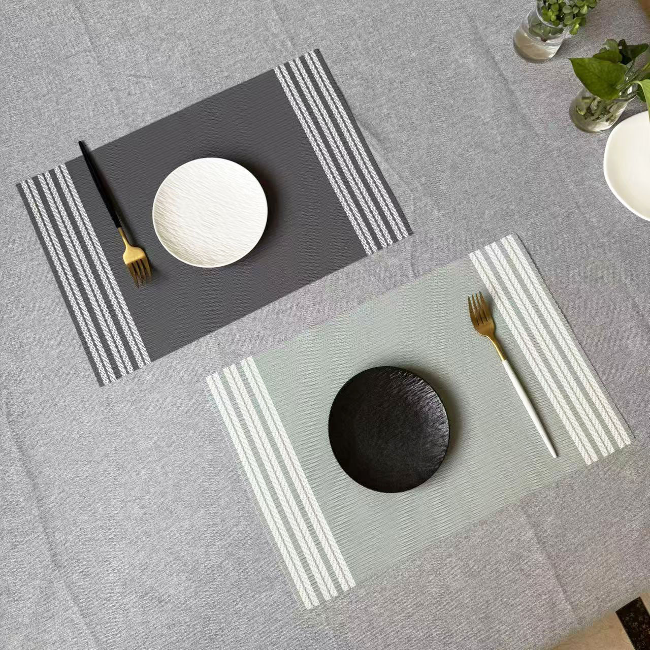 跨境欧式酒店西餐垫pvc 水洗特斯林餐桌垫纯色防水防滑隔热垫杯垫详情1