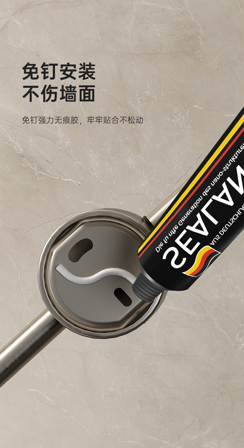 A minimalist and luxurious bathroom towel rack without holes, a single-pole storage bar, a washbasin, and a popular gun gray towel bar pic 5