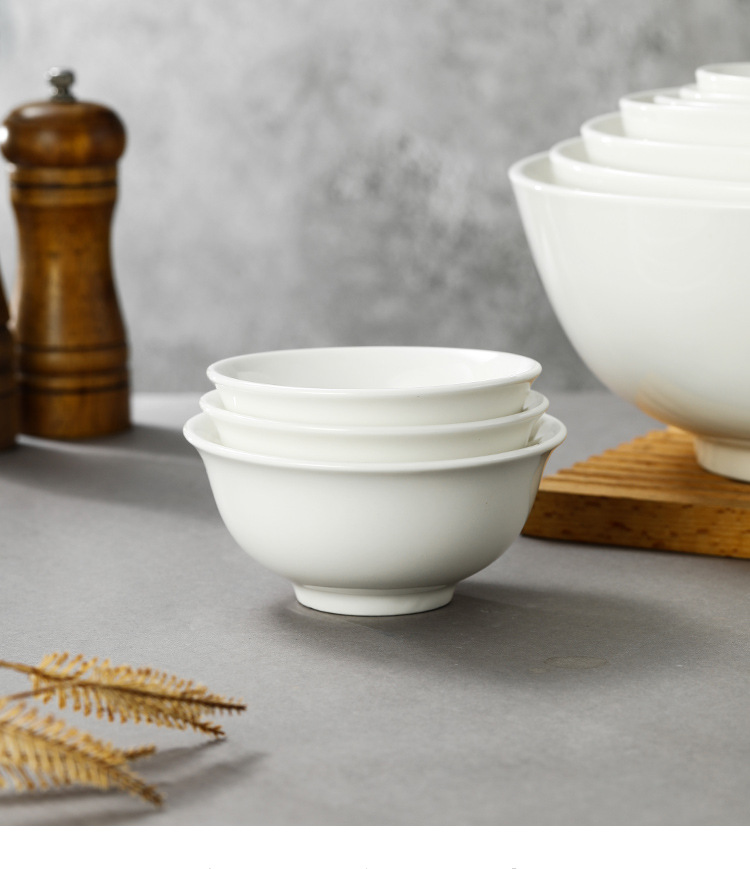 Ceramic bowls, pure white soup bowls, restaurant rice bowls, hotel noodle bowls, buffet bowls, snack bowls, commercial white porcelain bowls wholesale pic 20