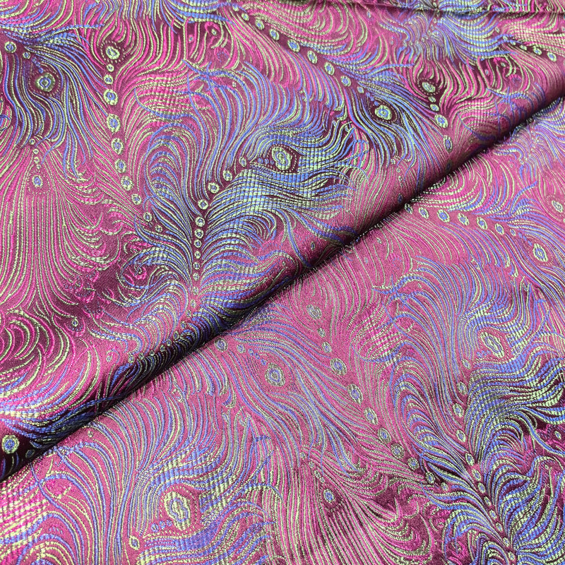 乱凤尾提花织锦缎面料服装茶杯垫手工包布料汉服唐装古风服装绸缎详情7