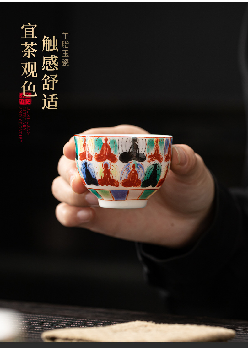 唐卡可旋转悬停盖碗中式青花金银错羊脂玉高档单个家用三才泡茶碗详情16